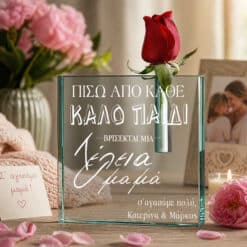 Δώρο για Μαμά με Μήνυμα – Πίσω από κάθε καλό παιδί Γυάλινο Βάζο