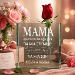 Προσωποποιημένο Δώρο για Μαμά – Γυάλινο Βάζο με Χάραξη “ΜΑΜΑ”
