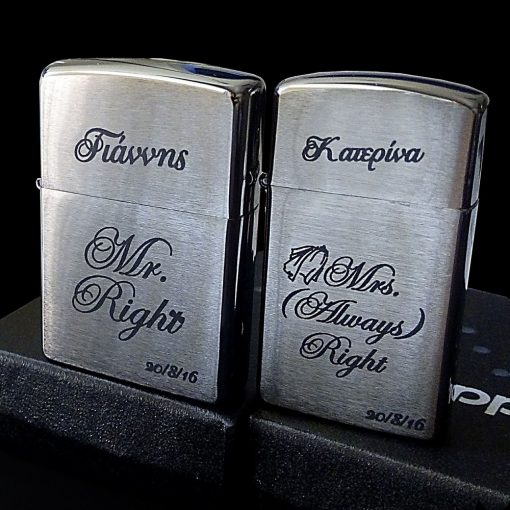 Mr Right & Mrs (Always) Right! - Προσωποποιημένος Zippo® 200 Matte Αναπτήρας - Image 2