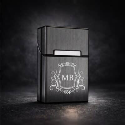 μεταλλική θήκη τσιγάρων γκρι με χάραξη