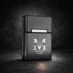 μεταλλική θήκη τσιγάρων γκρι με χάραξη