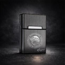 μεταλλική θήκη τσιγάρων γκρι με χάραξη