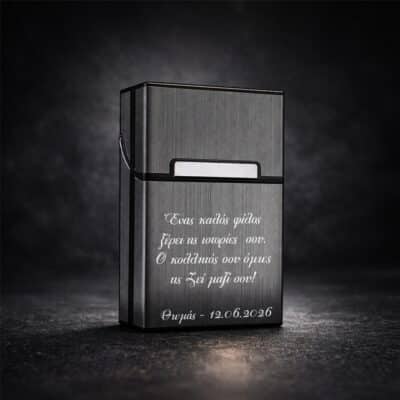 μεταλλική θήκη τσιγάρων γκρι με χάραξη