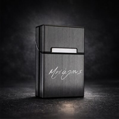 μεταλλική θήκη τσιγάρων γκρι με χάραξη