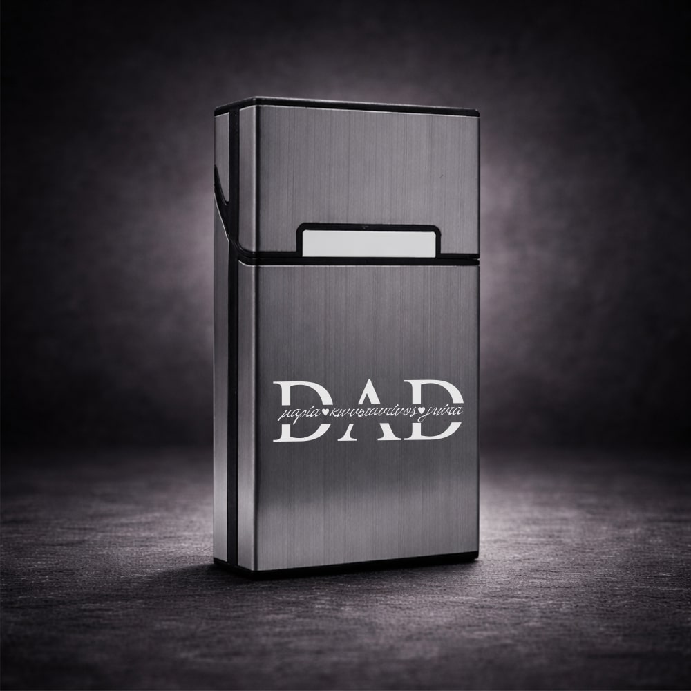 Λεπτή Θήκη Τσιγάρων (Slim) με Χάραξη DAD – Ονόματα Παιδιών | Δώρο για Μπαμπά