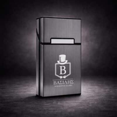 Slim μεταλλική θήκη τσιγάρων γκρι με χάραξη