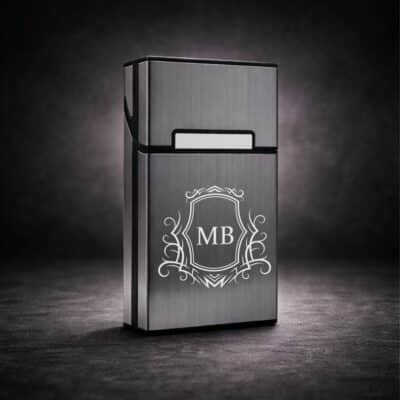 Slim μεταλλική θήκη τσιγάρων γκρι με χάραξη