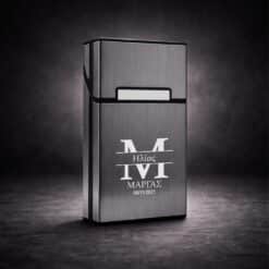 Slim μεταλλική θήκη τσιγάρων γκρι με χάραξη