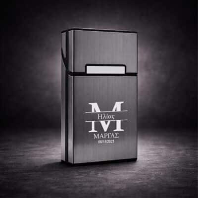 Slim μεταλλική θήκη τσιγάρων γκρι με χάραξη