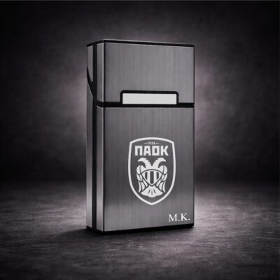 Slim μεταλλική θήκη τσιγάρων γκρι με χάραξη