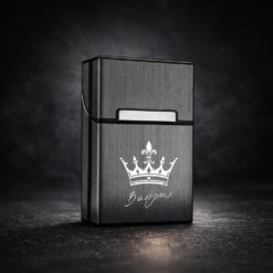 μεταλλική θήκη τσιγάρων γκρι με χάραξη