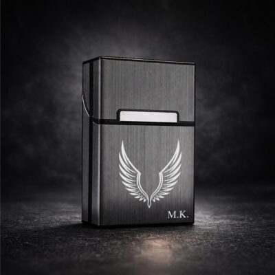 μεταλλική θήκη τσιγάρων γκρι με χάραξη