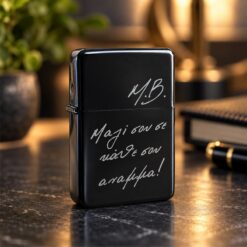 Alternative view of Μεταλλικός Αναπτήρας Black Matte με Χάραξη