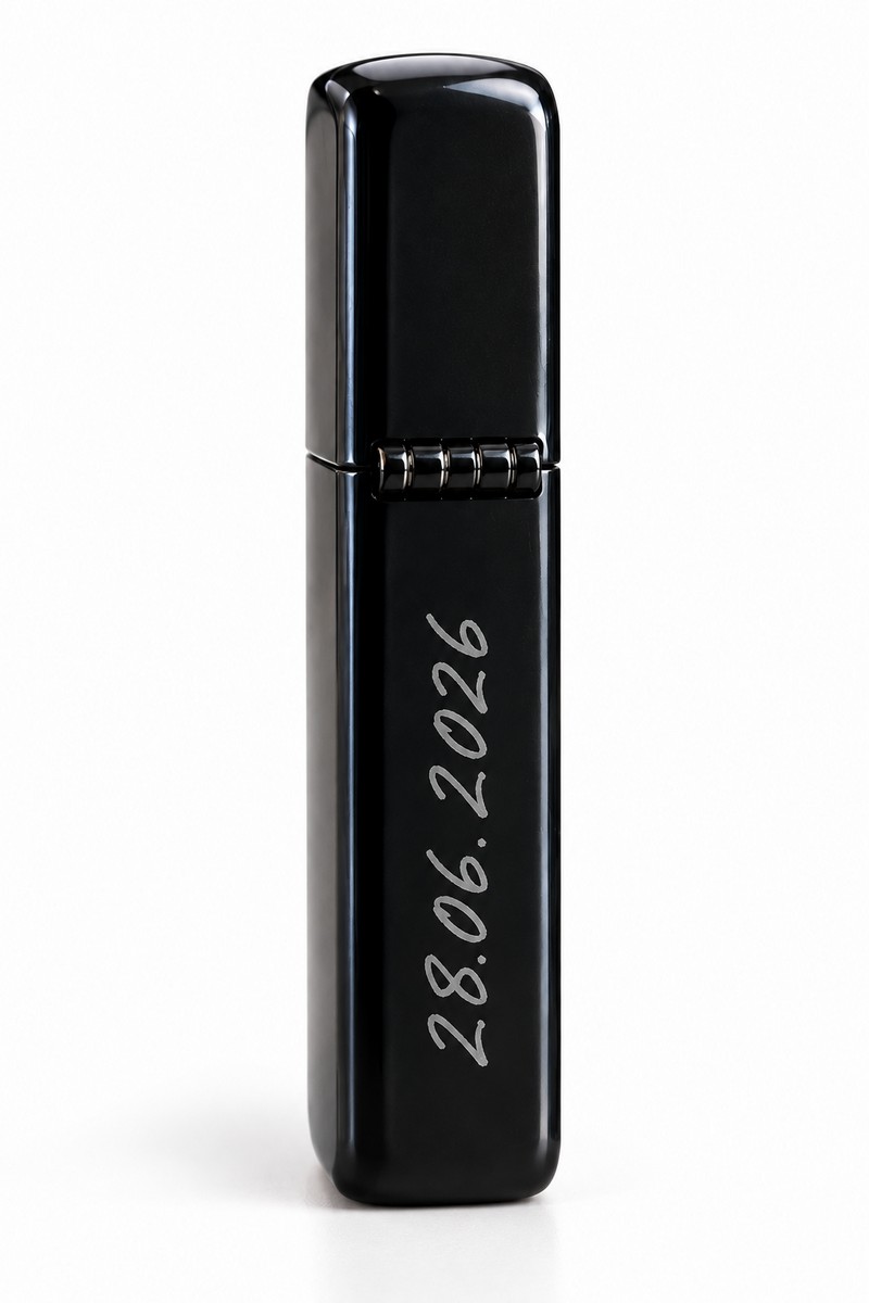 Μεταλλικός Αναπτήρας Black Matte με Χάραξη - Image 5