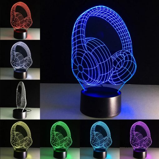 3D LED λάμπα νυχτός - DJ Ακουστικά