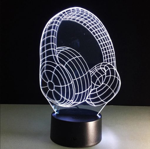 3D LED λάμπα νυχτός - DJ Ακουστικά - Image 3