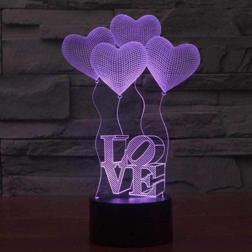 3D LED λάμπα νυχτός - Μπαλόνια αγάπης - Image 2