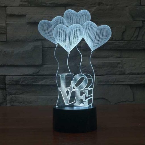3D LED λάμπα νυχτός - Μπαλόνια αγάπης - Image 3