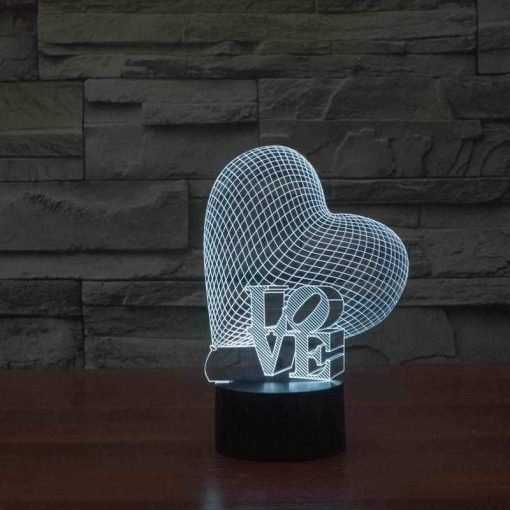 3D LED λάμπα νυχτός - Love Heart - Image 3